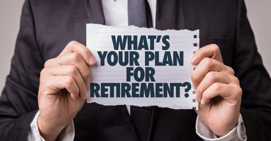 a man in a suit holding a piece of paper that says "What's your plan for retirement?"